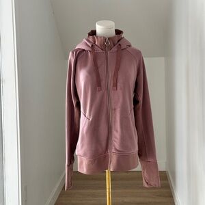 Athleta Triumph Luxe Hoodie | Mauve, Full Zip, Medium, French Terry